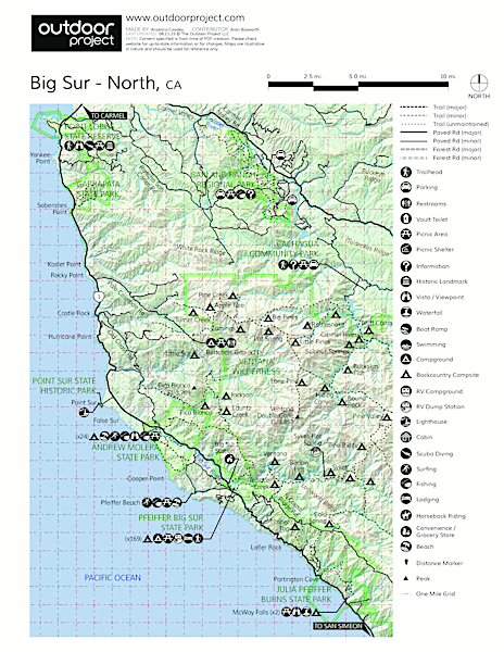 Pfeiffer Big Sur State Park Map