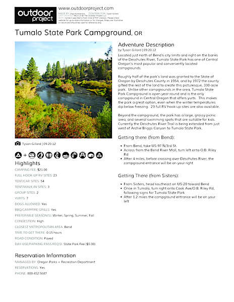 Tumalo State Park Campground | Outdoor Project