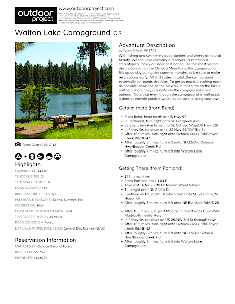 Walton Lake Campground | Outdoor Project