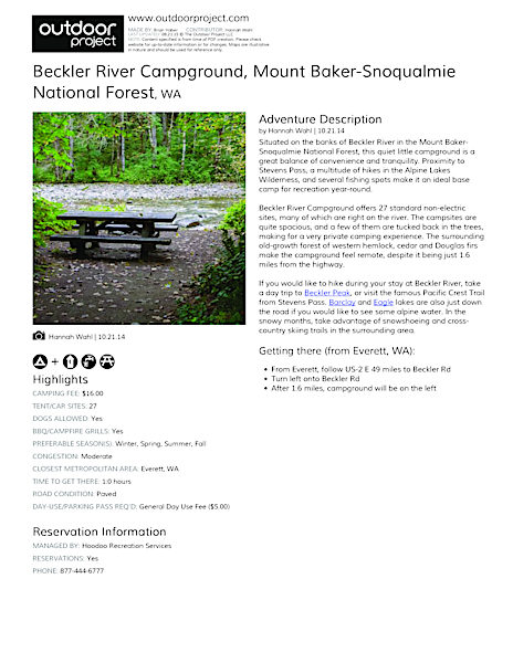 Beckler River Campground | Outdoor Project