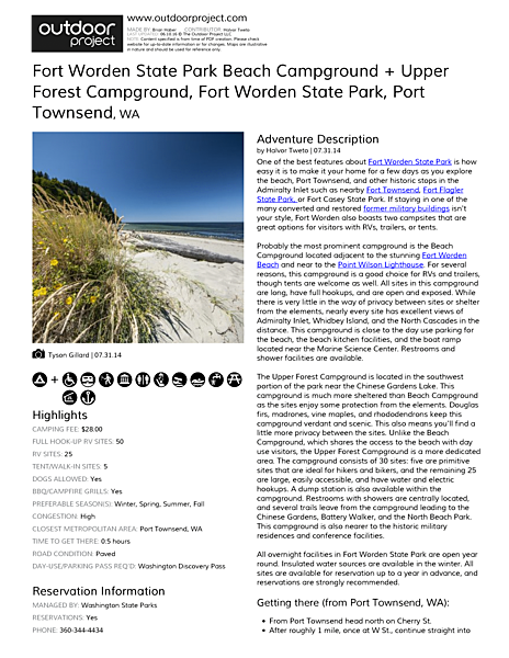 Fort Worden Campground Map